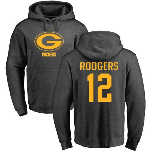 Green Bay Packers Ash 12 Rodgers Aaron One Color Nike NFL Pullover Hoodie